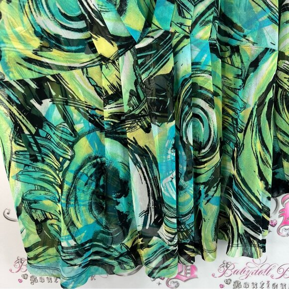 Nicola long sleeve blouse vinrant Green and Black blue Blouse abstract paint - Picture 8 of 14